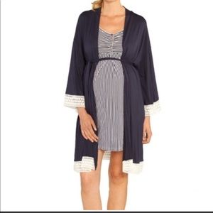 Nursing dress, robe, and coordinating baby blanket